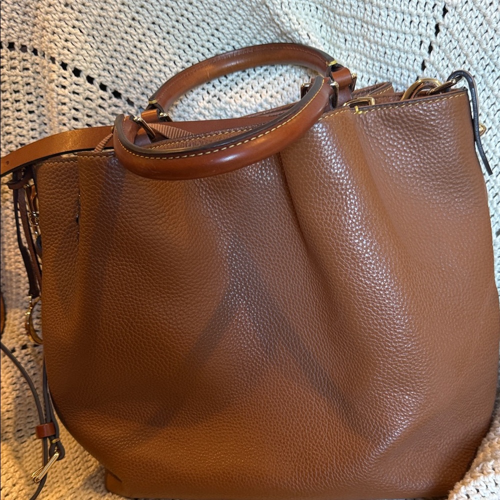 Dooney Bourke Brown Leather Tote Bag - Picture 3 of 7
